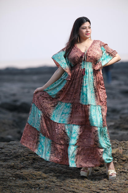 Block Print Flare Dress